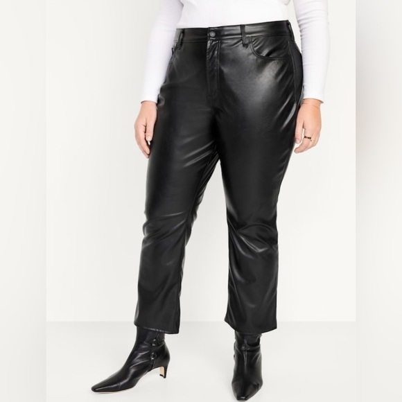 NWT! Black High-Waisted Faux-Leather Boot-Cut Ankle Pants for Women - Multiple💛 - Picture 7 of 10